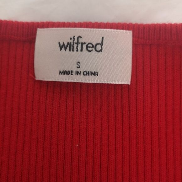 Wilfred Ladies Ribbed Tie Front Crop Top Small Red - Picture 6 of 16